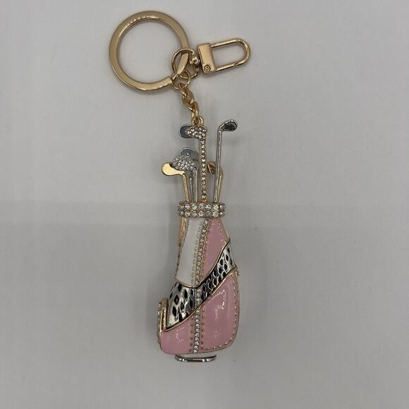 Piper K Golf Bag Keychain Pink Rhinestone Bag Charm Sports Gift For Her Gorgeous - Picture 6 of 6